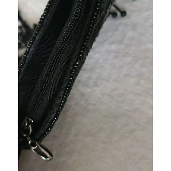 LADY JADE BLACK/RAINBOW IRRIDESCENT BEADED SMALL VINTAGE CROSSBODY PURSE BAG - Picture 8 of 9